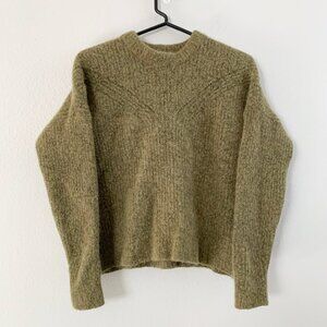 Madewell Wool Blend Belfiore Green Cropped Boxy Mockneck Sweater Size Medium